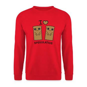 I LOVE SPEKULATIUS - Unisex Pullover - Rot - Vorne - Alina (178cm) & Michal (187cm)