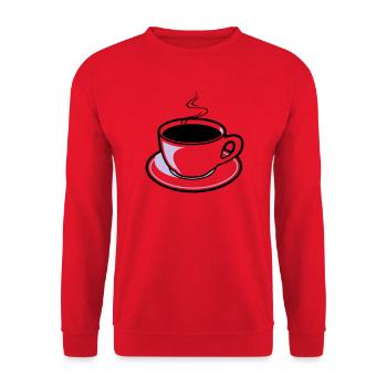 Kaffee, Tasse, Koffein - Unisex Pullover - Rot - Vorne - Alina (178cm) & Michal (187cm)