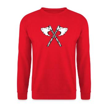 Viking ax, drawn greeting - Unisex Sweatshirt - red - Front - Alina (178cm) & Michal (187cm)