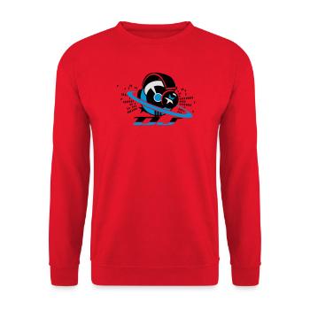 DJ turntable console with headphones and - Unisex Sweatshirt - red - Front - Alina (178cm) & Michal (187cm)