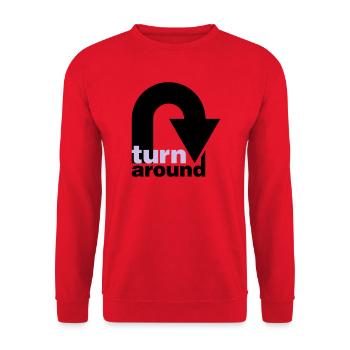 turn around | undrehen | arrow | pfeil - Unisex Sweatshirt - red - Front - Alina (178cm) & Michal (187cm)