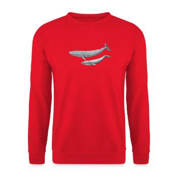 Blue Whale - Blue Whale - Baleine bleue - Unisex Pullover - Rot - Vorne - Alina (178cm) & Michal (187cm)