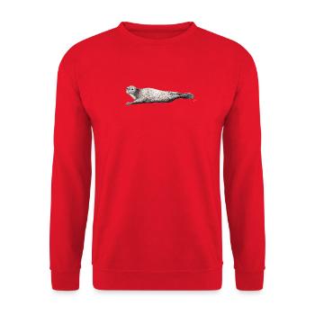 Phoca vitulina - Foca - Phoque - Seehund - Unisex Pullover - Rot - Vorne - Alina (178cm) & Michal (187cm)