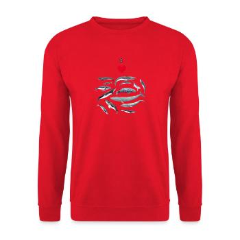 Les baleines aiment - J'adore les baleines - Baleines - Sweat-shirt Unisexe - rouge - Devant - Alina (178cm) & Michal (187cm)