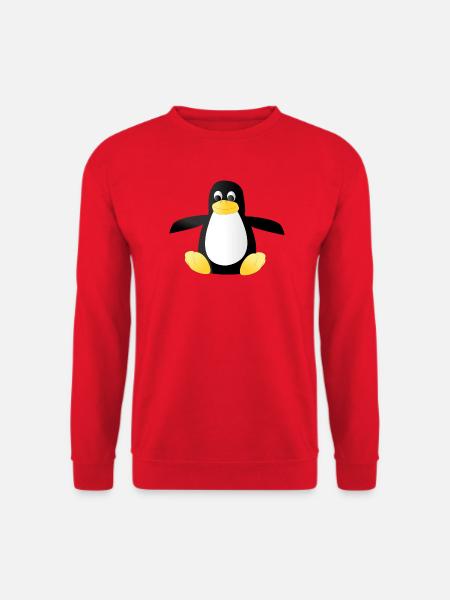 Pinguin Cartoon Fokusportrait - Unisex Pullover - Rot