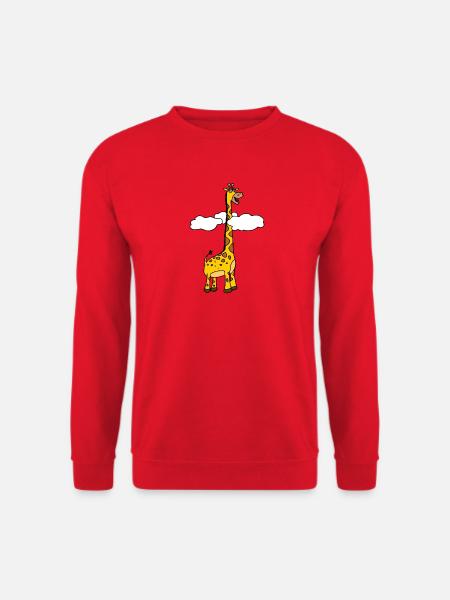Tiershirt Giraffe über den Wolken - Unisex Pullover - Rot