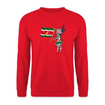 Surinamer Zebra - Unisex Pullover - Rot - Vorne - Alina (178cm) & Michal (187cm)
