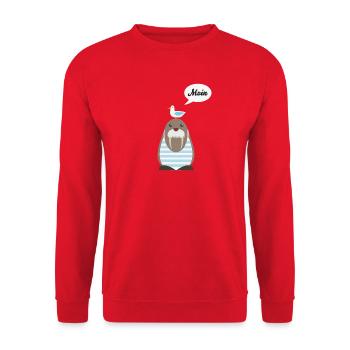 Moin, Seelöwe, Möwe - Unisex Pullover - Rot - Vorne - Alina (178cm) & Michal (187cm)