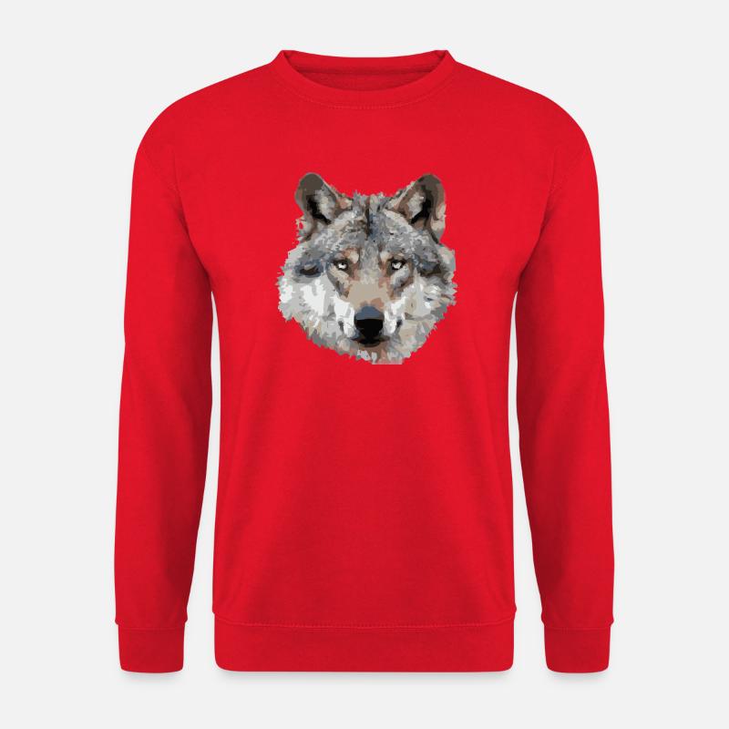Wolf (grau) - Unisex Pullover - Rot