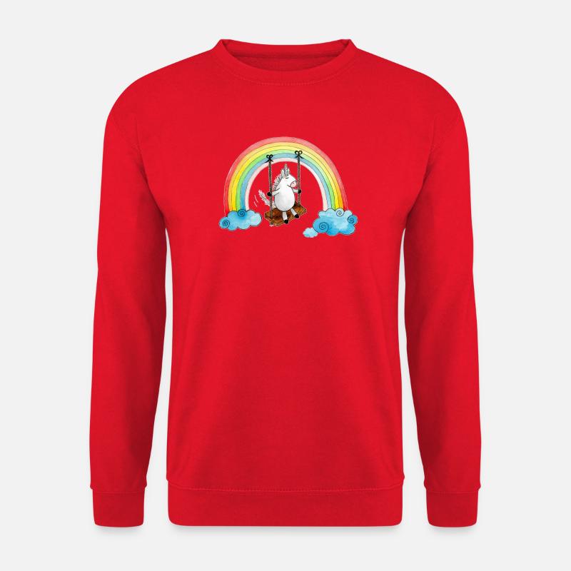 Einhorn Schaukel Regenbogen - Unisex Pullover - Rot