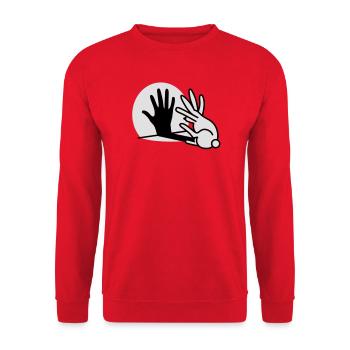 lapin d'ombre de main 2 clr - Sweat-shirt Unisexe - rouge - Devant - Alina (178cm) & Michal (187cm)