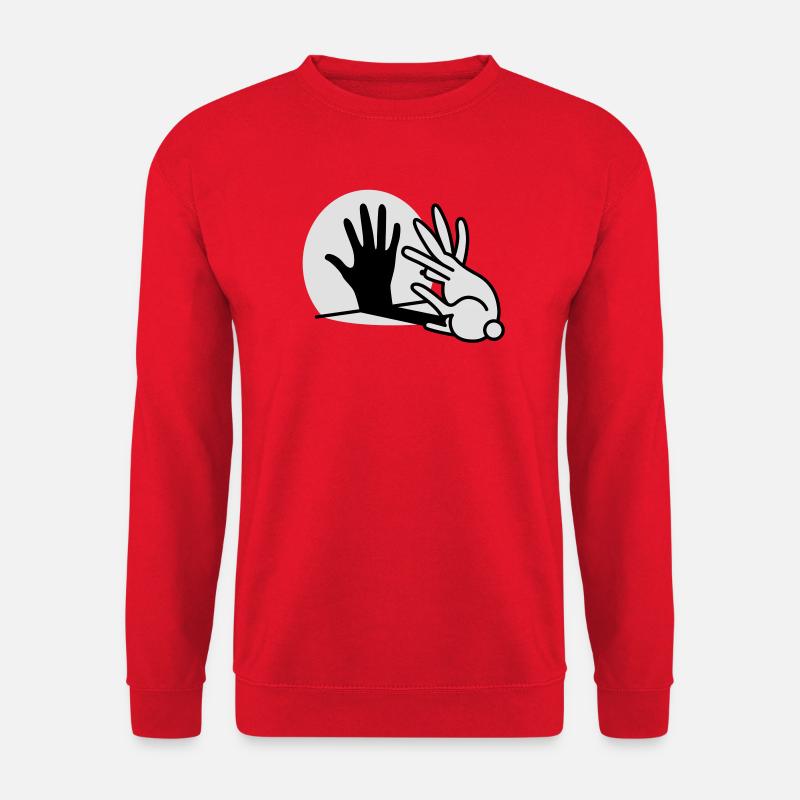 Handschatten Kaninchen 2 clr - Unisex Pullover - Rot