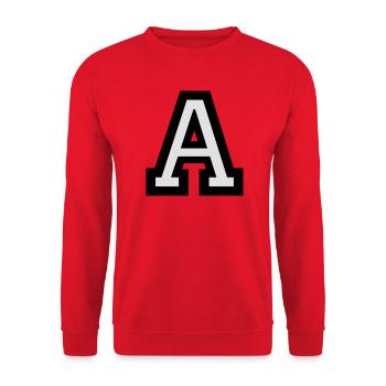 Buchstabe A - Unisex Pullover - Rot - Vorne - Alina (178cm) & Michal (187cm)
