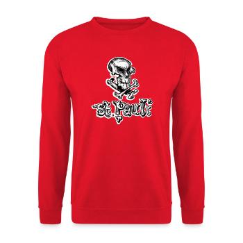 St Pauli Skull Graffiti - Unisex Pullover - Rot - Vorne - Alina (178cm) & Michal (187cm)