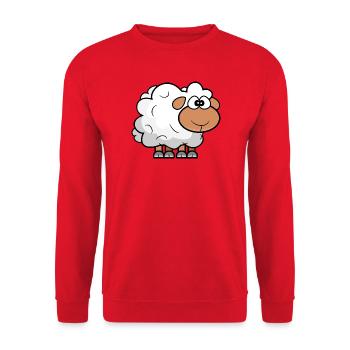 Cartoon Comic Schafe - Unisex Pullover - Rot - Vorne - Alina (178cm) & Michal (187cm)