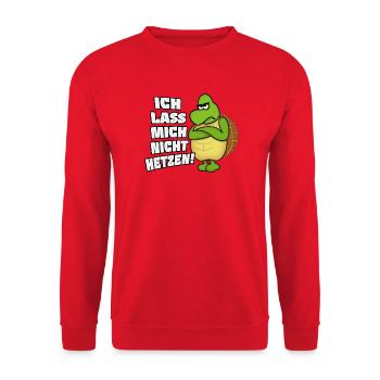 Ich lass mich nicht hetzen! - Unisex Pullover - Rot - Vorne - Alina (178cm) & Michal (187cm)