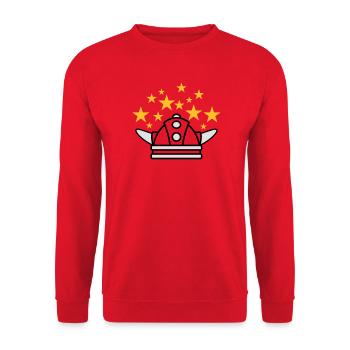 Wikinger Helm Idee - Unisex Pullover - Rot - Vorne - Alina (178cm) & Michal (187cm)