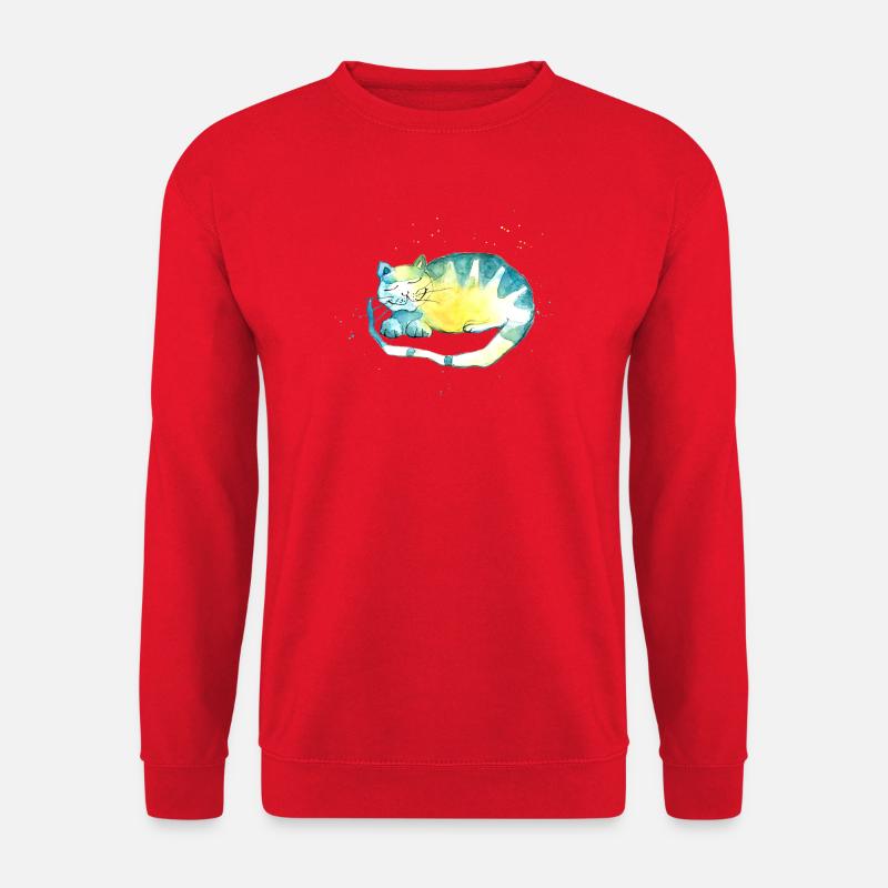 Schlafende Katze. Ich muß nachdenken. - Unisex Pullover - Rot