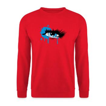 farbiges Auge mit langen Wimpern - Unisex Pullover - Rot - Vorne - Alina (178cm) & Michal (187cm)