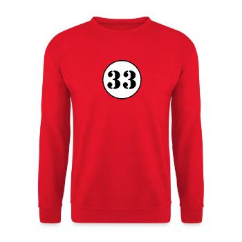 NUMMER 33 Dreiunddreißig Geburtstag Geschenk - Unisex Pullover - Rot - Vorne - Alina (178cm) & Michal (187cm)