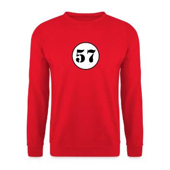 NUMBER 57 fifty seven birthday gift - Unisex Sweatshirt - red - Front - Alina (178cm) & Michal (187cm)
