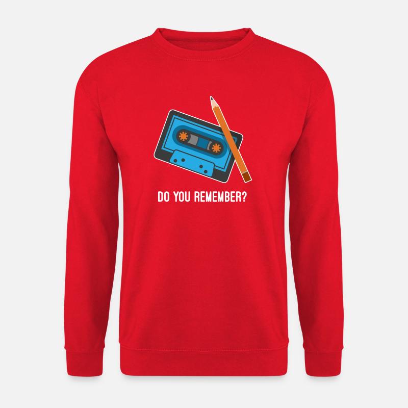 Do you remember? Kassette und Bleistift Fun Design - Unisex Pullover - Rot