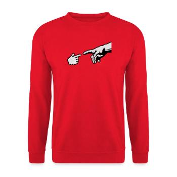 Hand of god Michelangelo - Unisex Sweatshirt - red - Front - Alina (178cm) & Michal (187cm)