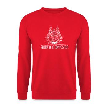 Santiago de Compostela Jakobsweg Camino - Unisex Pullover - Rot - Vorne - Alina (178cm) & Michal (187cm)