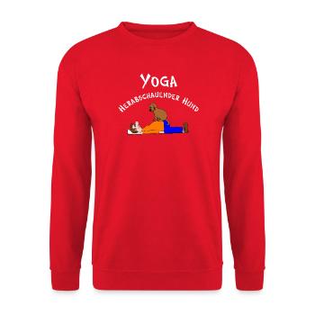 Yoga, Yogi, herabschauender Hund Asana - Unisex Pullover - Rot - Vorne - Alina (178cm) & Michal (187cm)