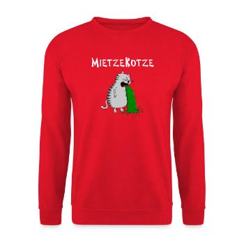 einfach zum Kotzen findet das die MietzeKotze - Unisex Pullover - Rot - Vorne - Alina (178cm) & Michal (187cm)