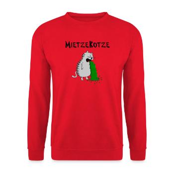 Mietzekatze muss kotzen = MietzeKotze - Unisex Pullover - Rot - Vorne - Alina (178cm) & Michal (187cm)