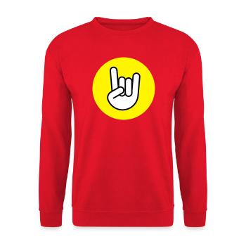 Pommes fork circle yellow - Unisex Sweatshirt - red - Front - Alina (178cm) & Michal (187cm)