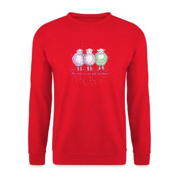 3 sheep " I'm enough knitting ! " - Unisex Sweatshirt - red - Front - Alina (178cm) & Michal (187cm)