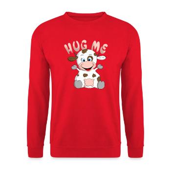 Hug me Kuh - Unisex Pullover - Rot - Vorne - Alina (178cm) & Michal (187cm)