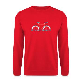 Fixie – My Mobile Device is my Single Speed Bike - Unisex Pullover - Rot - Vorne - Alina (178cm) & Michal (187cm)