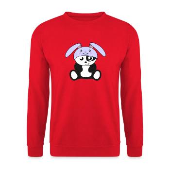 Panda in bunny costume, for childbirth, for children, baby - Unisex Sweatshirt - red - Front - Alina (178cm) & Michal (187cm)