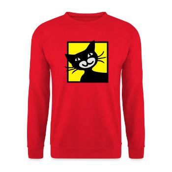 Katze - Unisex Pullover - Rot - Vorne - Alina (178cm) & Michal (187cm)