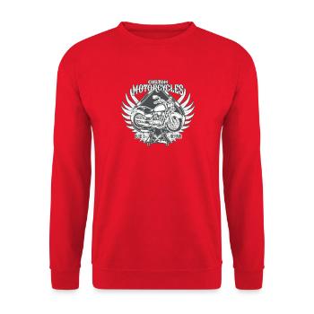 Custom Motorcycles America Motorcycle Retro Gift - Unisex Sweatshirt - red - Front - Alina (178cm) & Michal (187cm)