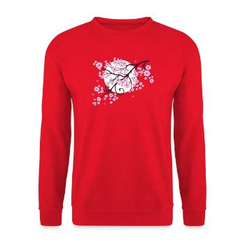 Kirschbaum Kirschblüten mit Herzen Sakura Frühling - Unisex Pullover - Rot - Vorne - Alina (178cm) & Michal (187cm)
