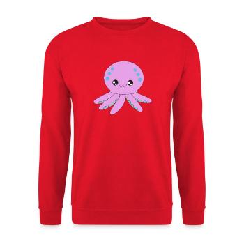 Tintenfisch, Oktopus, Tentakel, unter Wasser - Unisex Pullover - Rot - Vorne - Alina (178cm) & Michal (187cm)