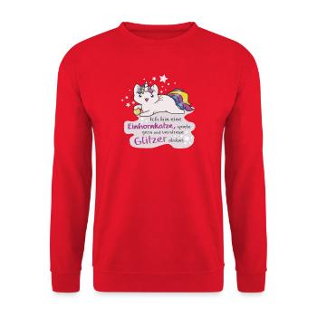 Kittykatacorn Einhornkatze - Unisex Pullover - Rot - Vorne - Alina (178cm) & Michal (187cm)