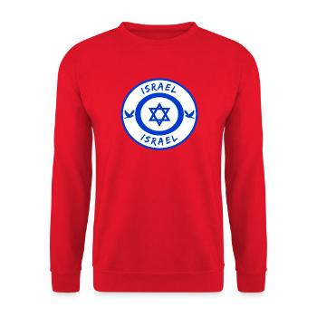 Israel Circle with National Flag Gift - Unisex Sweatshirt - red - Front - Alina (178cm) & Michal (187cm)