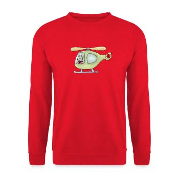 Maus im Hubschrauber - Unisex Pullover - Rot - Vorne - Alina (178cm) & Michal (187cm)