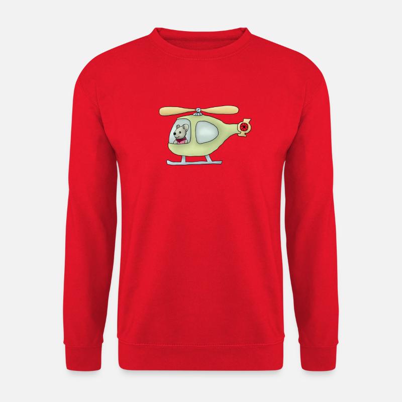 Maus im Hubschrauber - Unisex Pullover - Rot
