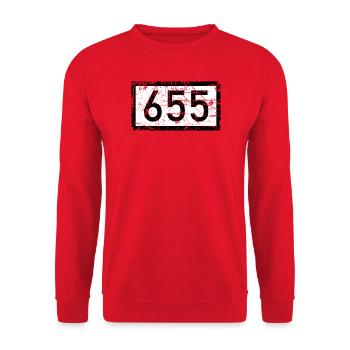 Rheinkilometer 655 Bonn am Rhein (Vintage) - Unisex Pullover - Rot - Vorne - Alina (178cm) & Michal (187cm)