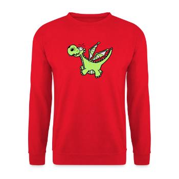 Mächtiger Drache - Unisex Pullover - Rot - Vorne - Alina (178cm) & Michal (187cm)