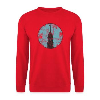 Hamburg Michel (Vintage/Hellblau) - Unisex Pullover - Rot - Vorne - Alina (178cm) & Michal (187cm)