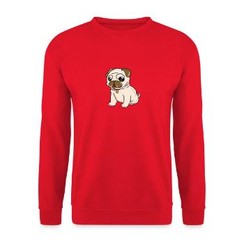 Hund Mops - Unisex Pullover - Rot - Vorne - Alina (178cm) & Michal (187cm)