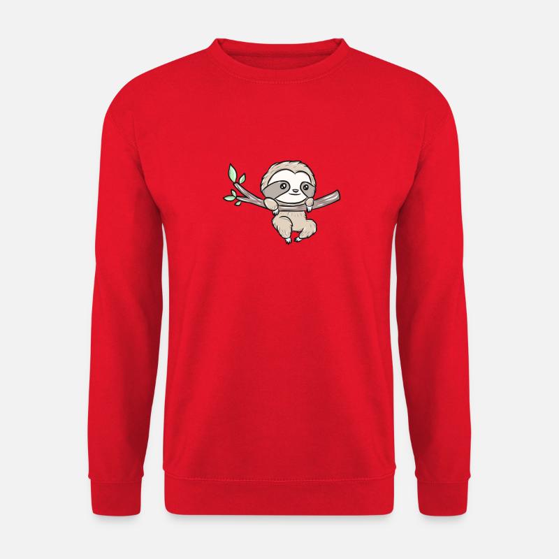 Faultier am Ast – Niedliches Baumdesign - Unisex Pullover - Rot