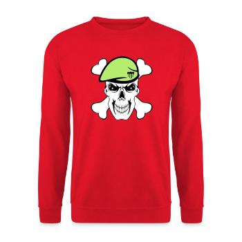 Party Shirt ,Feiern , Karneval, Söldner (25) - Unisex Pullover - Rot - Vorne - Alina (178cm) & Michal (187cm)